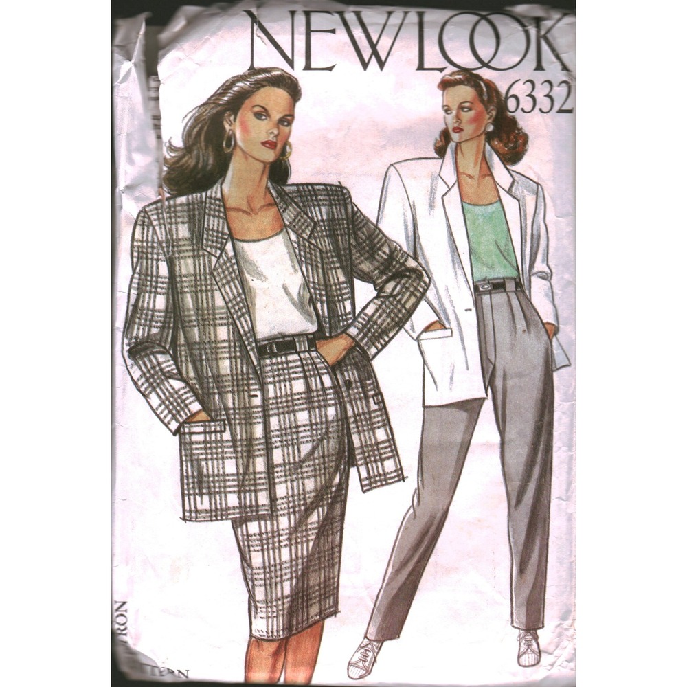 New Look 6332 Sewing Pattern Womens Jacket Skirt Trousers Size 8-16 Vintage 80s